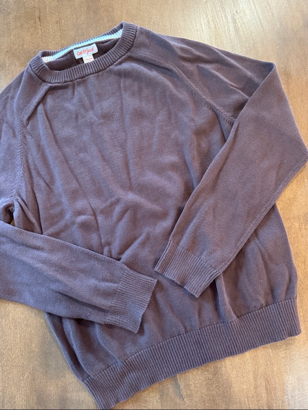 Cat & Jack Deep brown Ribbed Hem Crewneck Sweater